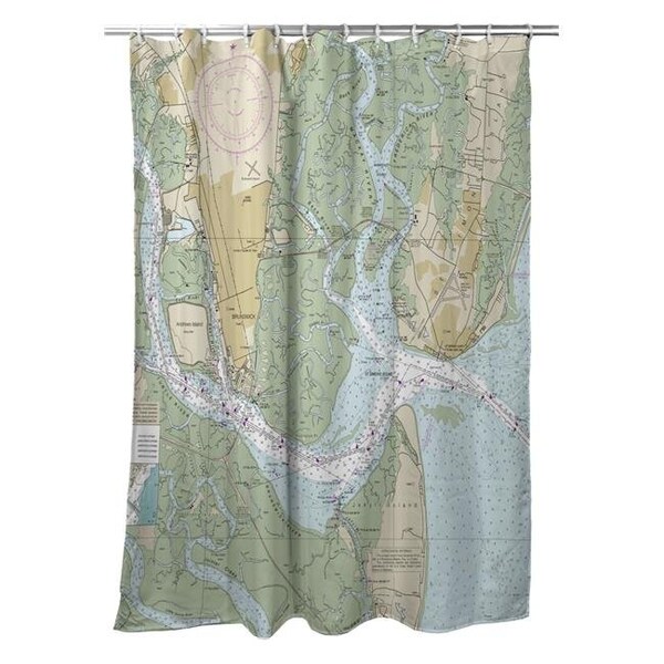 Betsy Drake SH11506 St Simons Sound; GA Nautical Map Shower Curtain - 70 x 72 in. SH11506 - main